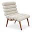 Off-White Boucle Lounge Chair with Solid Wood Legs