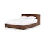 Vintage Tobacco Faux Leather King Platform Bed with Upholstered Headboard