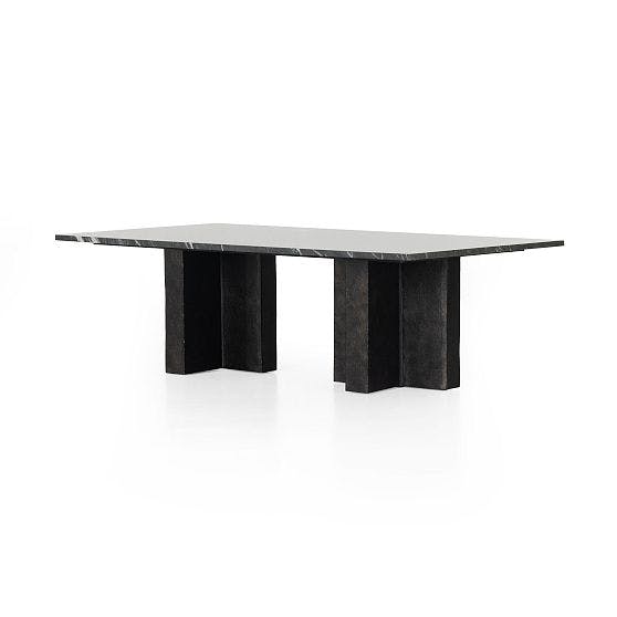 Terrell Angular Black Marble and Aluminum Coffee Table