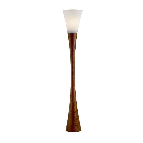 Sleek Hourglass 68" Espresso Walnut Floor Lamp with Frosted Shade