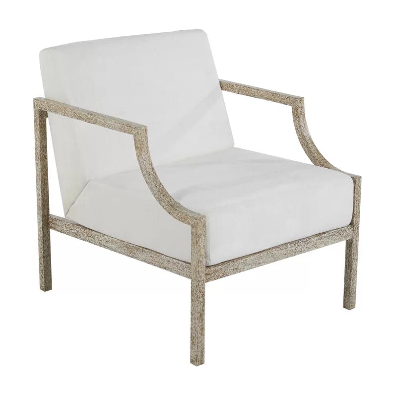 Zilar White Wood Handcrafted Transitional Armchair