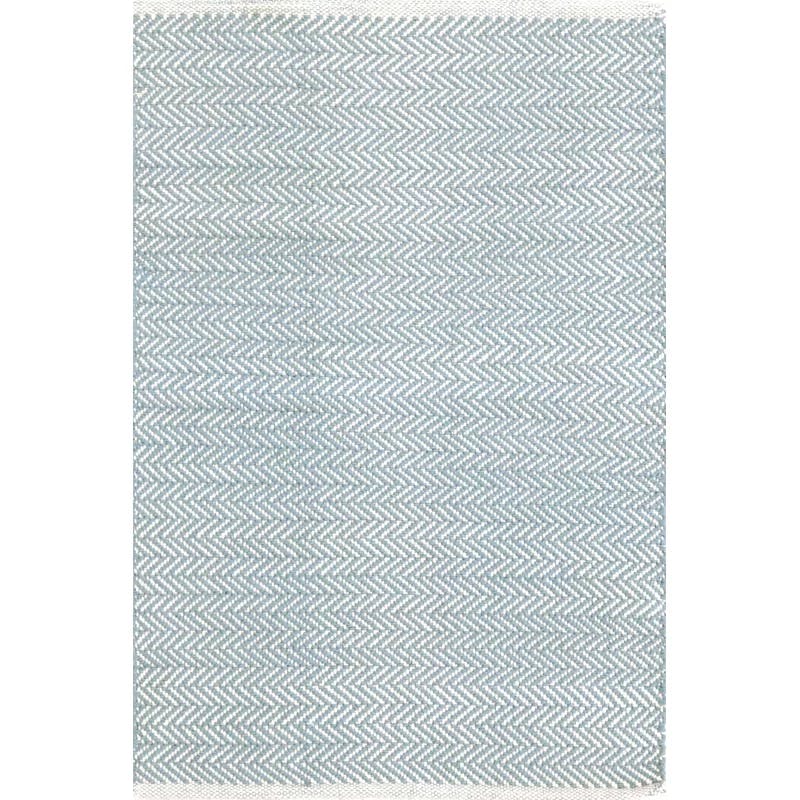 Swedish Blue Herringbone Handwoven Cotton 2' x 3' Area Rug