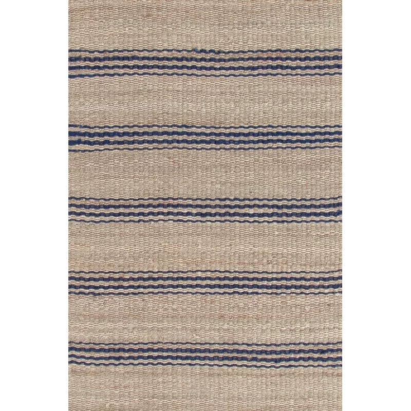 Handmade Braided Blue and Natural Stripe Reversible Rug 10' x 14'