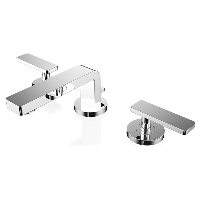 Vector Modern Polished Chrome Widespread Bathroom Faucet with Drain