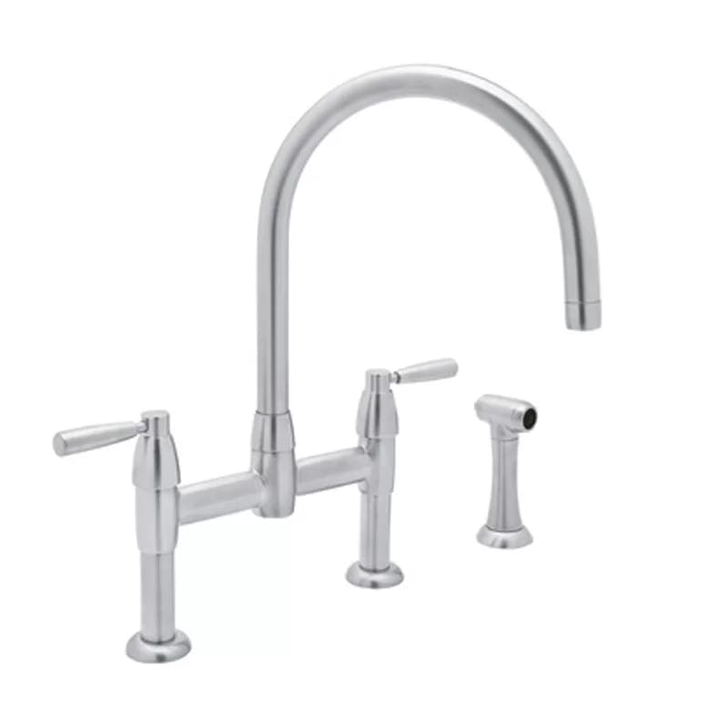 Polished Nickel Dual Handle Kitchen Faucet with Sidespray