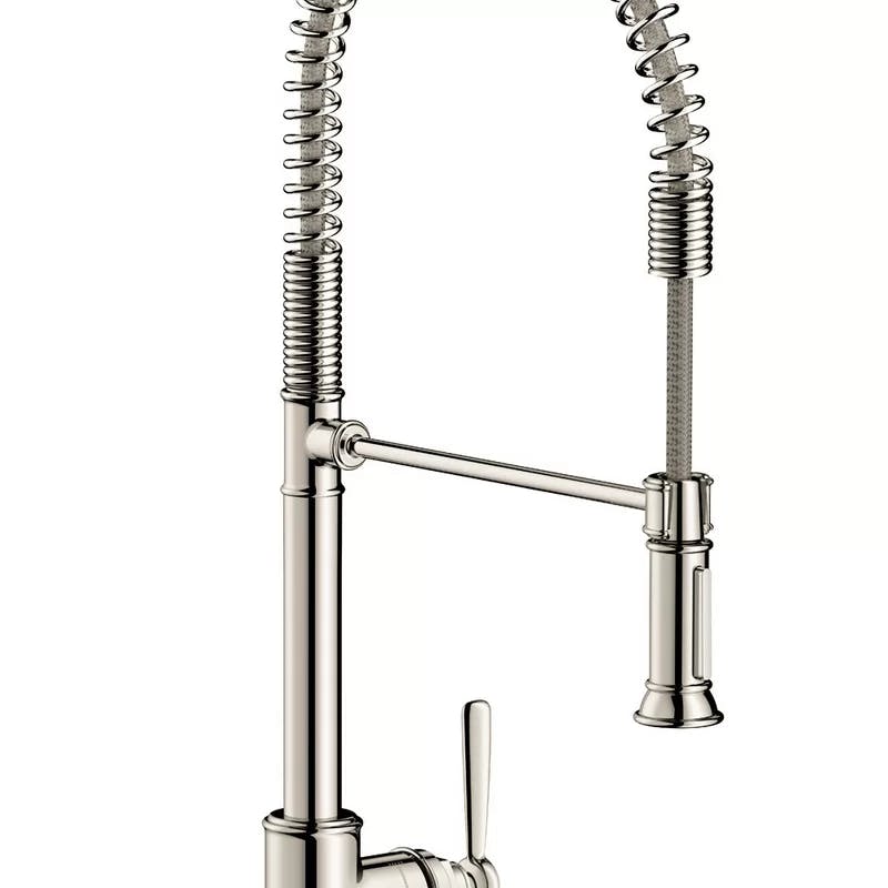 Classic Nickel 24.5" Pull-Out Spray Kitchen Faucet in Steel Optik