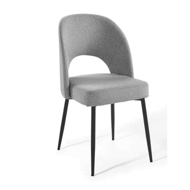 Elegant Mid-Century 33.5" Black and Light Gray Upholstered Side Chair