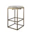 Art Deco Antique Brass Bar Stool with White Hide Cushion