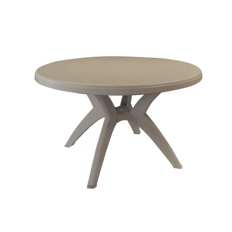 Ibiza French Taupe 46" Round Resin Pedestal Poolside Table