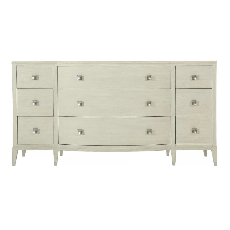 East Hampton Cream 9-Drawer Transitional Dresser with Silver Accents