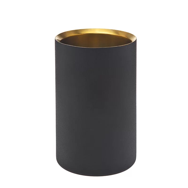 Elegant Black and Gold Insulated Wine Chiller for Outdoor Use