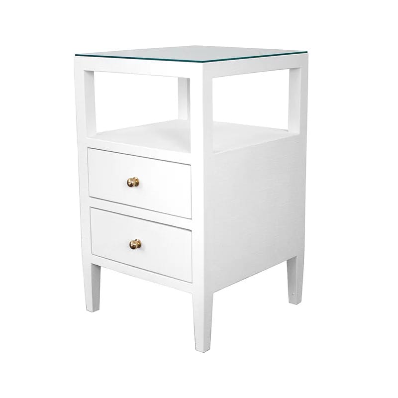 Roscoe Contemporary Beige Wood & Metal End Table with 2 Drawers