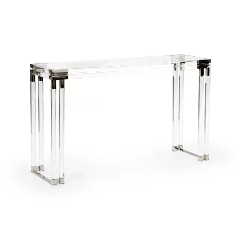 Remington 54'' Modern Classic Clear Acrylic & Polished Nickel Console Table