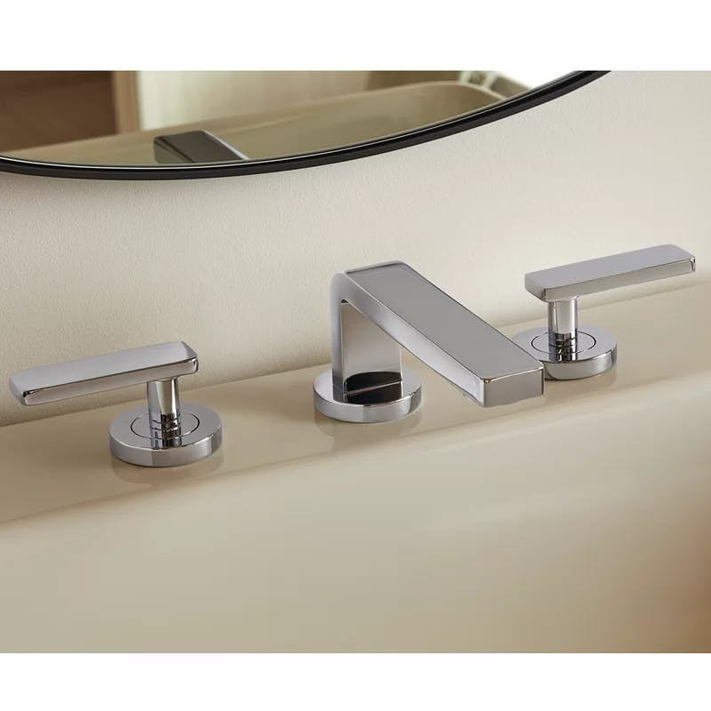 Vector Modern Polished Chrome Widespread Bathroom Faucet with Drain