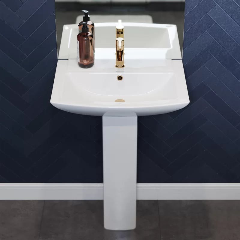 Sublime 24" White Ceramic Pedestal Bathroom Sink with Overflow