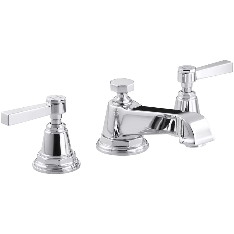 Pinstripe Pure Chrome Double Handle 8" Widespread Bathroom Faucet