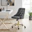 Gold Gray Velvet Swivel Task Chair with Metal Accents