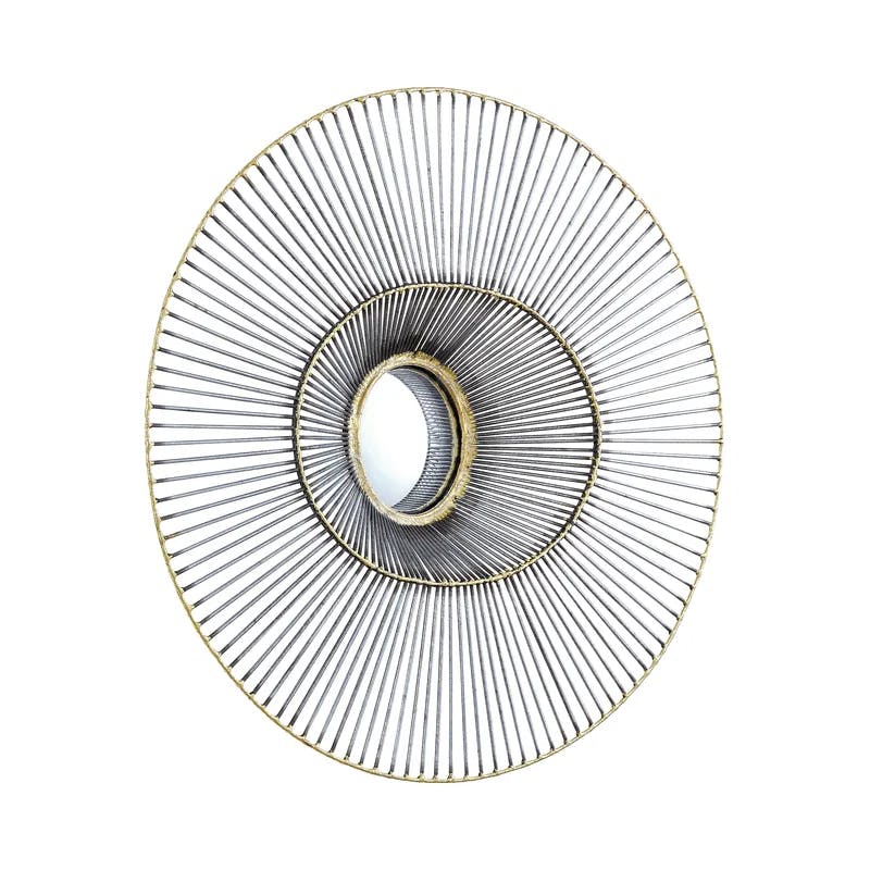 Bronze and Gold 24" Round Iron Wire Wall Mirror