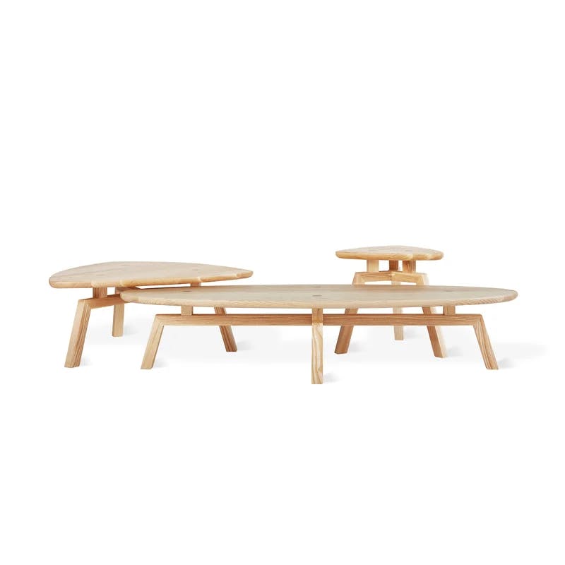Solana Mid-Century Oval Ash Wood Coffee Table