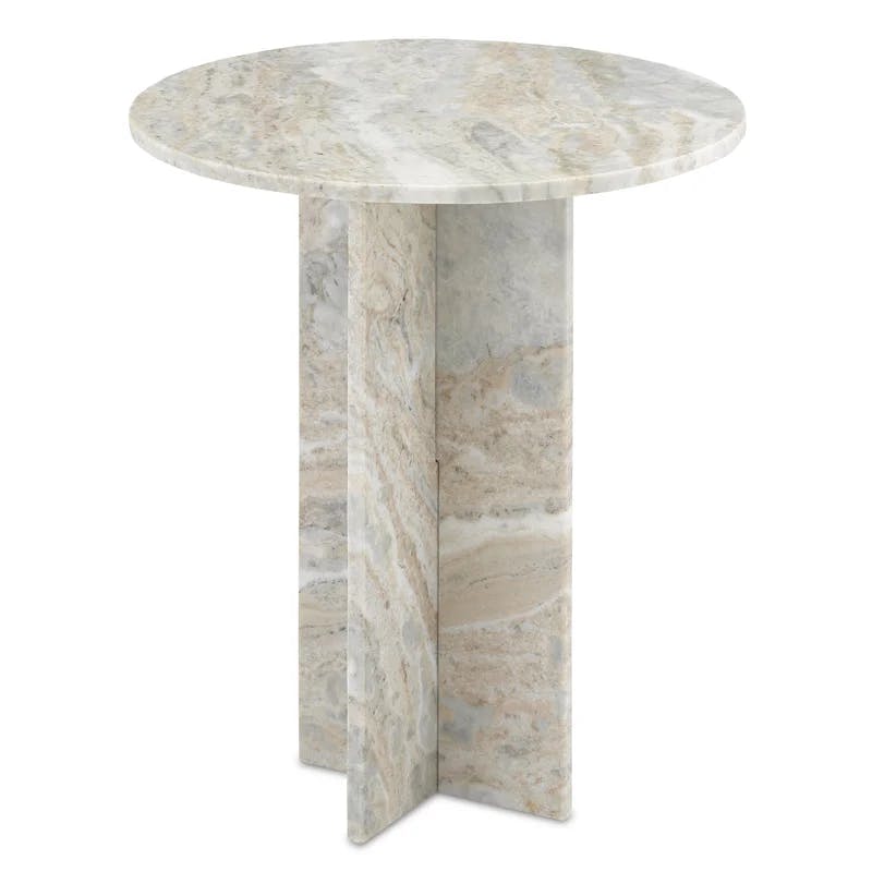 Calvert Classic Contemporary 20'' Round Stone Marble Accent Table