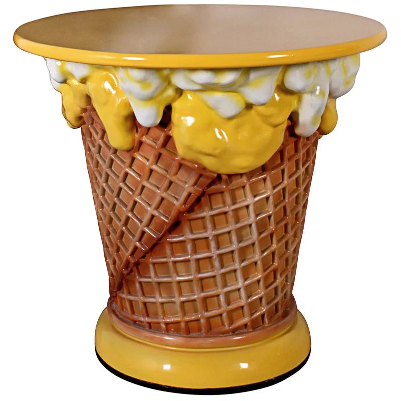 French Vanilla Fiberglass Waffle Cone Ice Cream Parlor Table