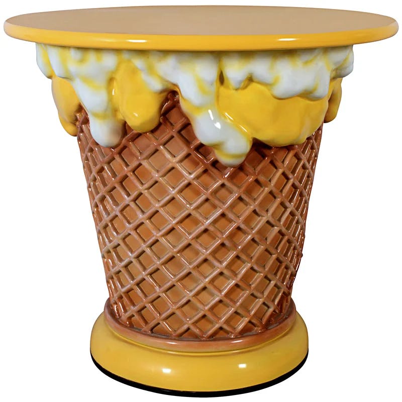 French Vanilla Fiberglass Waffle Cone Ice Cream Parlor Table