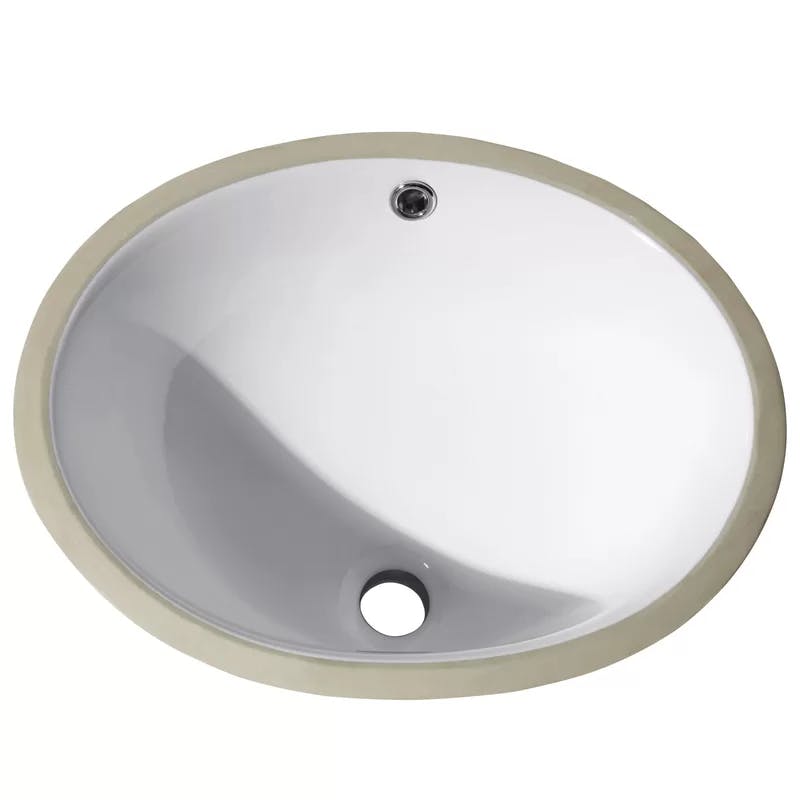 Elegant White Vitreous China Oval Undermount Bathroom Sink