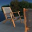 Vega Midcentury Natural Acacia Wood Outdoor Chair with Gray Cording