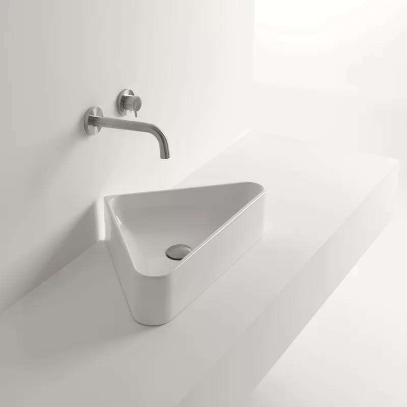 Normal 16.5'' White Ceramic Wall-Mount Specialty Bathroom Sink