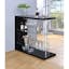 Sleek Contemporary 47'' Gloss Black and Chrome Bar Unit with Glass Shelves