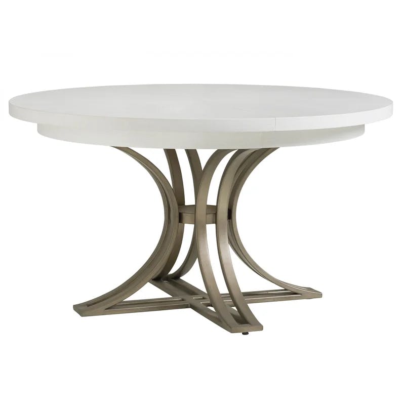 Savannah 54"-78" Extendable Round Dining Table in Brown & White