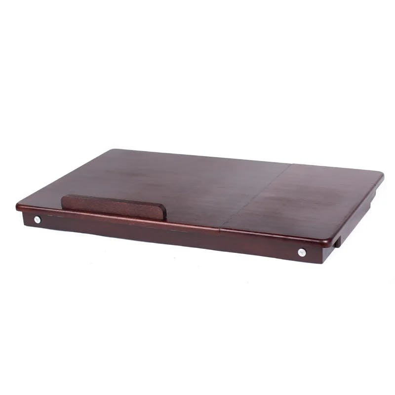 Adjustable Walnut Bamboo Laptop Bed Tray with Storage Drawer