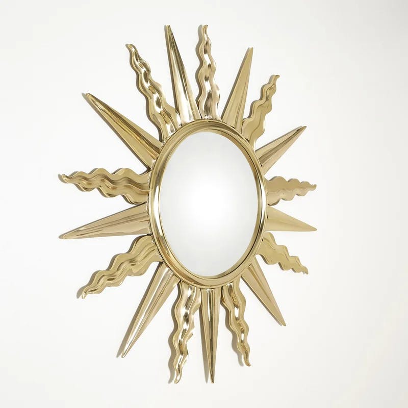 Apollo Sunburst 41'' Ornate Brass Wall Mirror