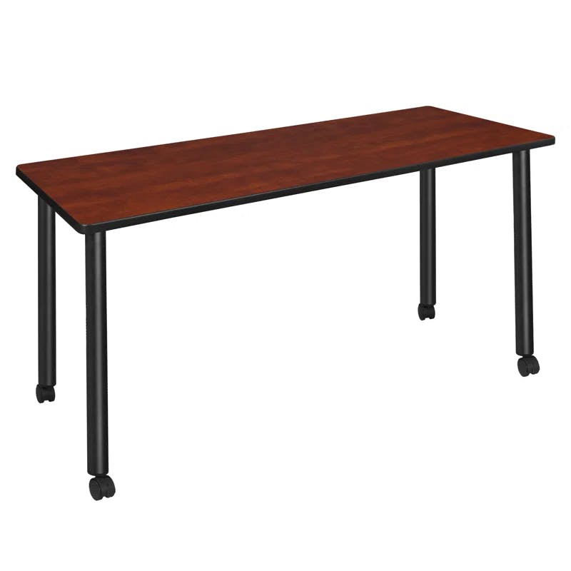 Cherry & Maple 72" Mobile Training Table with Black Steel Legs