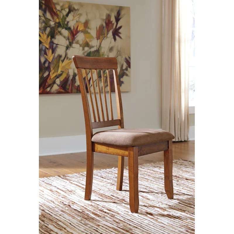 Rustic Brown Microfiber Upholstered Side Chair Set