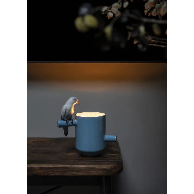 Parrot Party Porcelain Large-Format Scented Candle in Blue