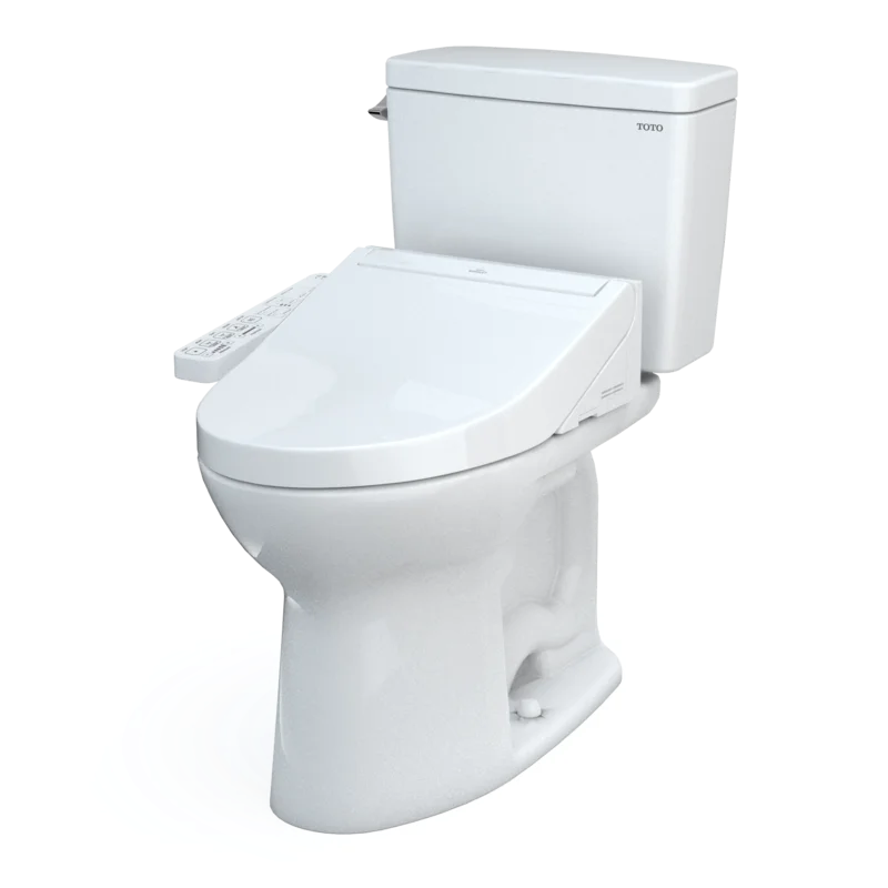 Modern Elongated Two-Piece Toilet with Tornado Flush and Heated Seat
