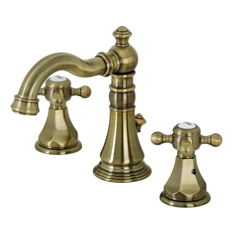 Metropolitan Antique Brass Widespread Bathroom Faucet with Pop-Up Drain