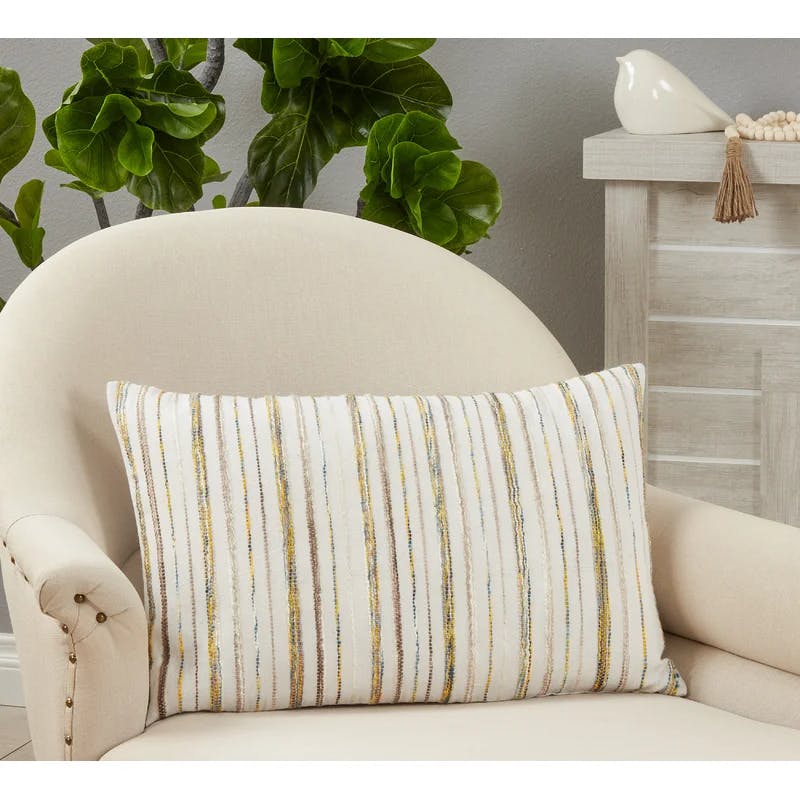 Saro Lifestyle Colorful Striped 16"x24" Cotton-Polyester Pillow Cover