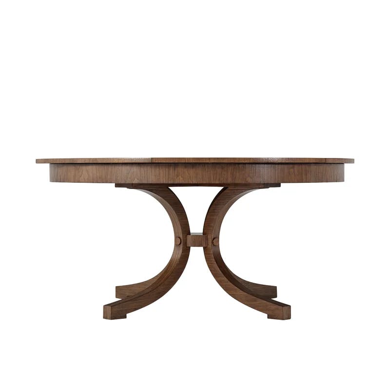Contemporary Mahogany Extendable Round Dining Table