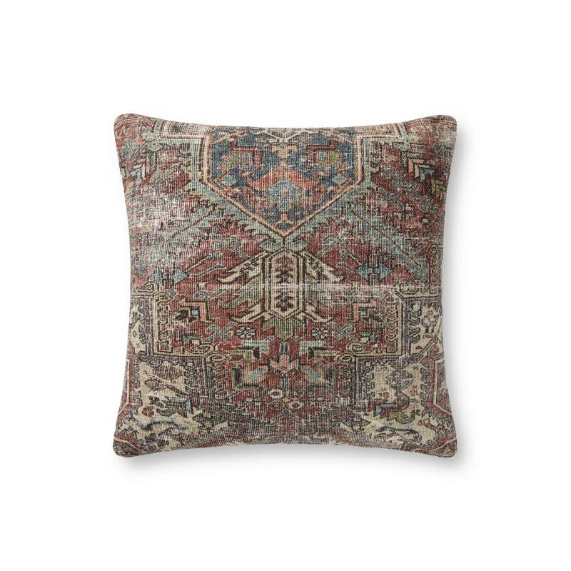 Antique Redwood Distressed Damask Round Throw Pillow Set