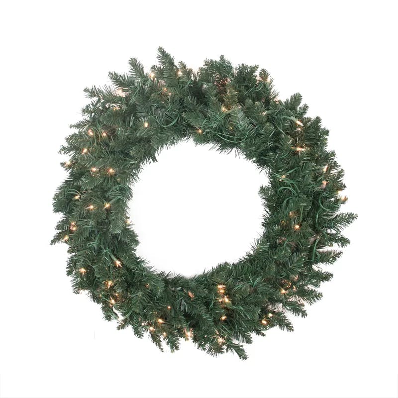 Elegant Pine Pre-Lit Outdoor Christmas Wreath with Warm White Lights - 30"