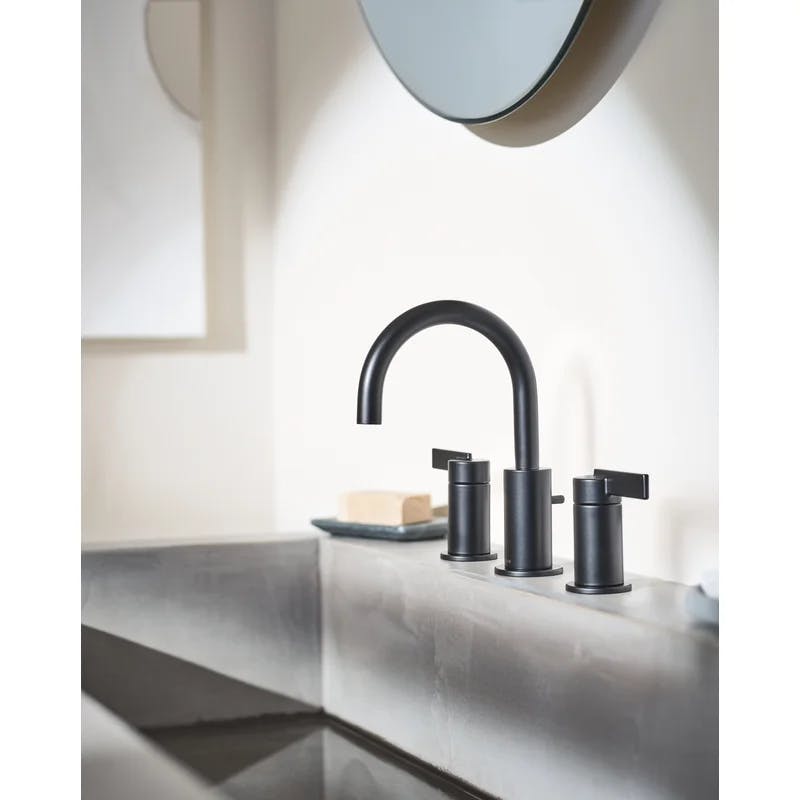 Contemporary Matte Black 16" Widespread Bathroom Faucet in Chrome