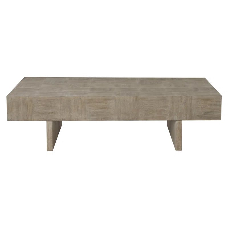 Transitional Rustic Oak Rectangular Outdoor Coffee Table with Storage