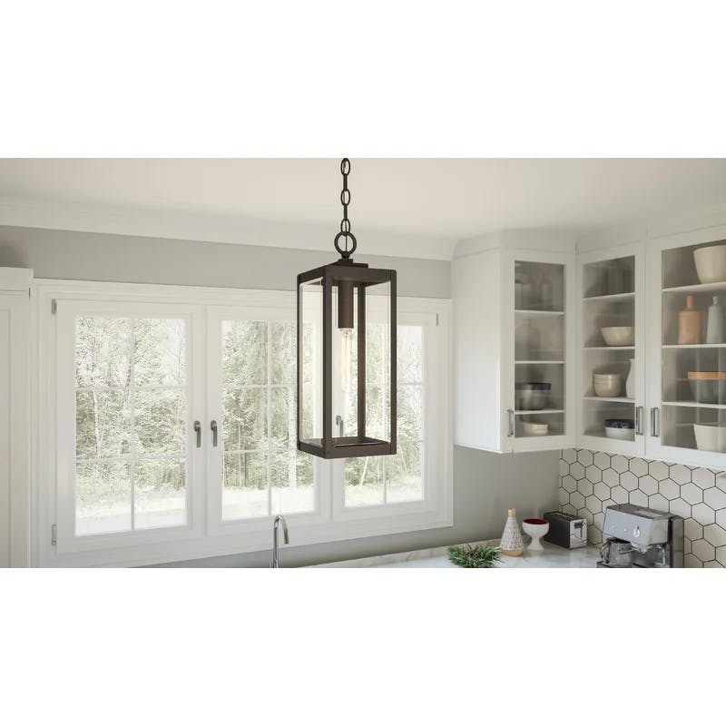 Westover Transitional Western Bronze Mini Pendant with Clear Glass