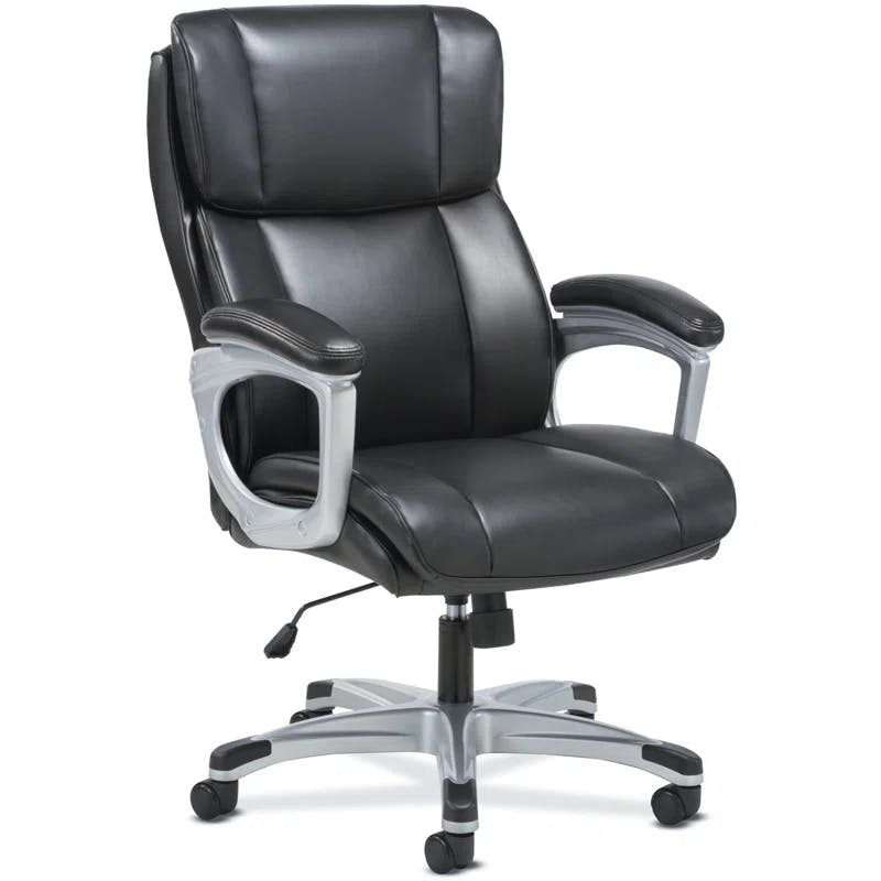 Luxurious High-Back Executive Black Leather Swivel Chair