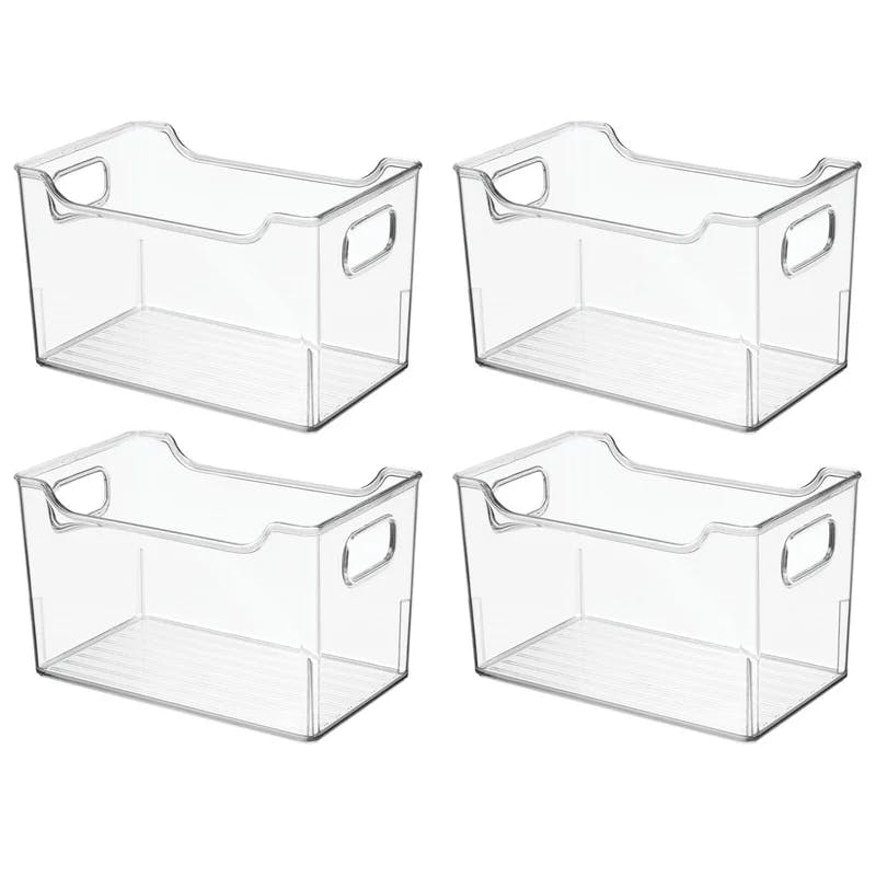 Clear Cube Lidded Office Organizer Bin with Handles 10"x12.75"