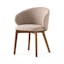 Taupe Barrel Armchair with Walnut Beechwood Legs and Polyester Upholstery