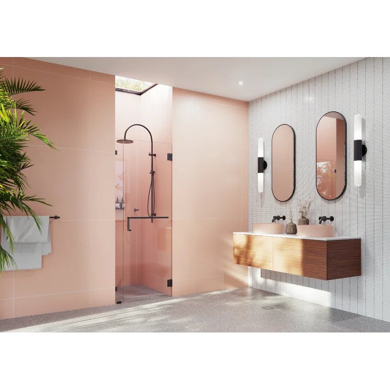 Matte Black 78" Frameless Towel Bar Shower Door