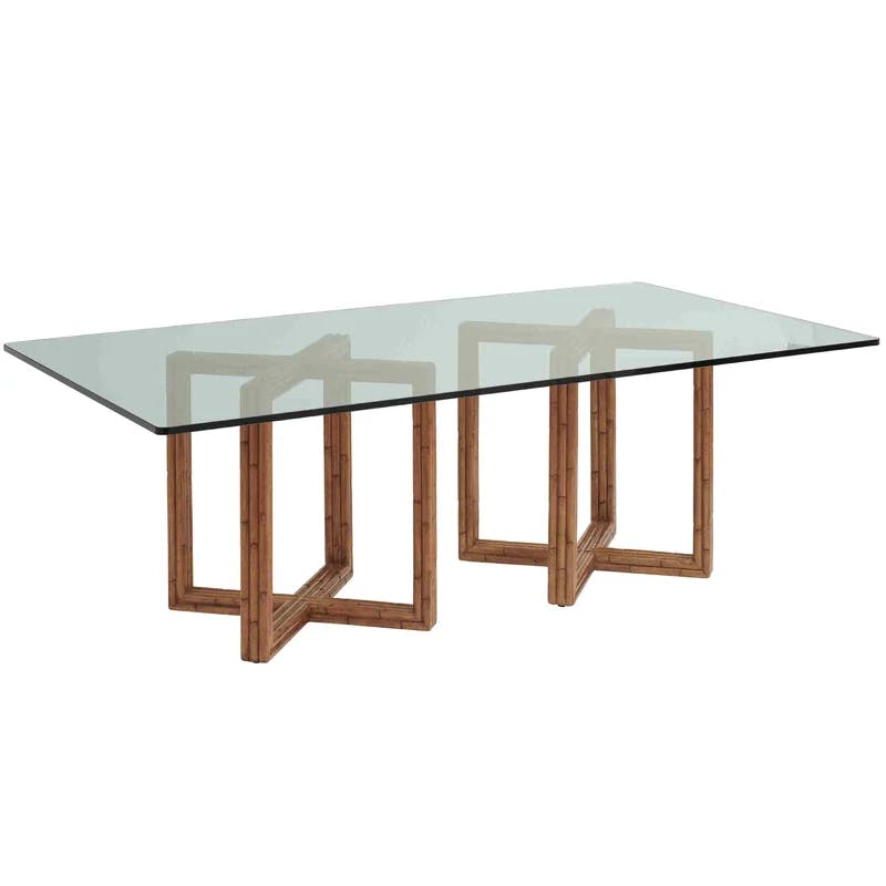 Sheridan Brown 84" Rectangular Glass-Top Dining Table